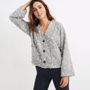 Madewell Texture & Thread Boxy Bobble Cardigan, Size XS, Grey & White